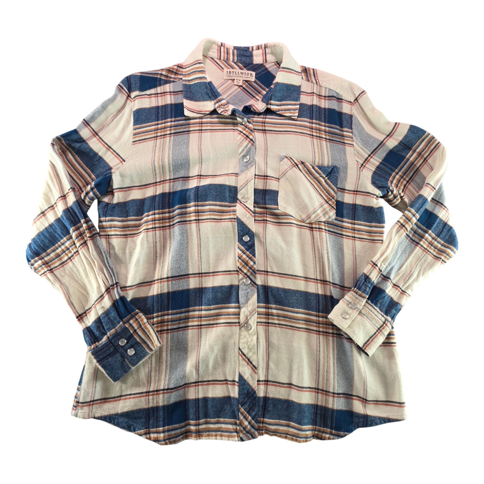 Idyllwind Plaid Snap Shirt Medium Blue White Flannel Western Cowgirl